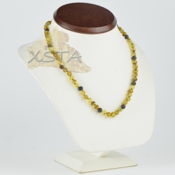 Amber necklace green baroque color